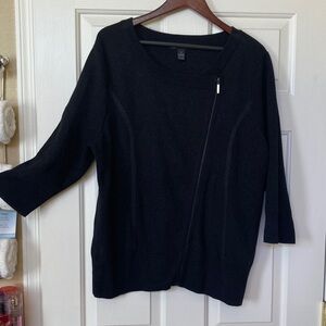 INC International Concepts Black Silver Shimmer Women's Cardigan